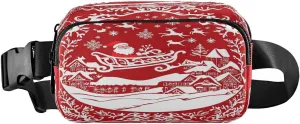Red Christmas Santa Fanny Pack for Women Men Crossbody Belt Bag Fashion Waist Packs Purse with Adjustable Strap Waist Pouch for Outdoors Workout Travel