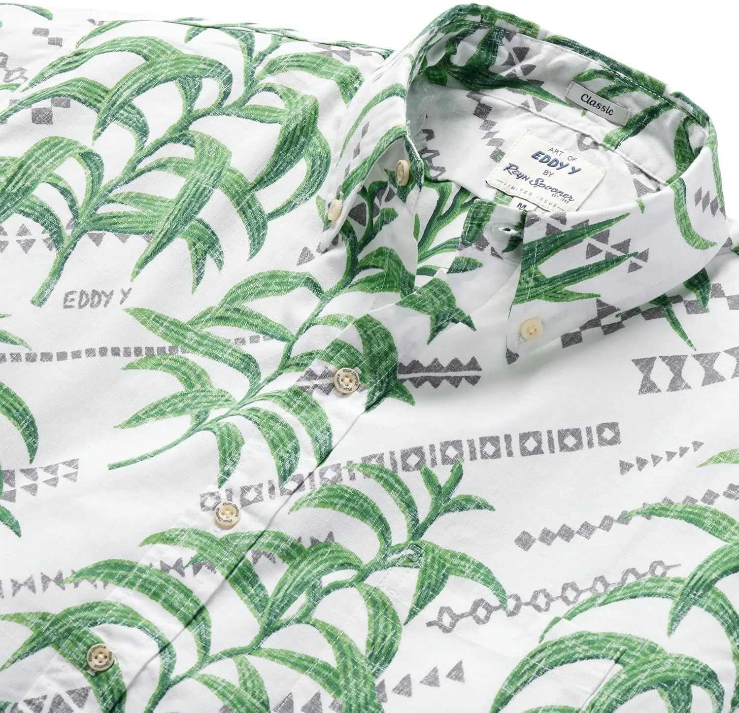Reyn Spooner Mens Tropical Leaves Hawaiian Aloha Shirt - Button Front