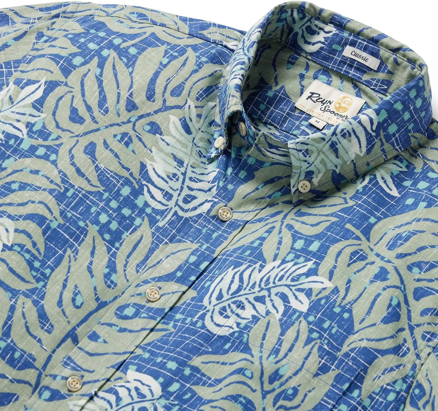 Reyn Spooner Mens Tropical Leaves Hawaiian Aloha Shirt - Button Front