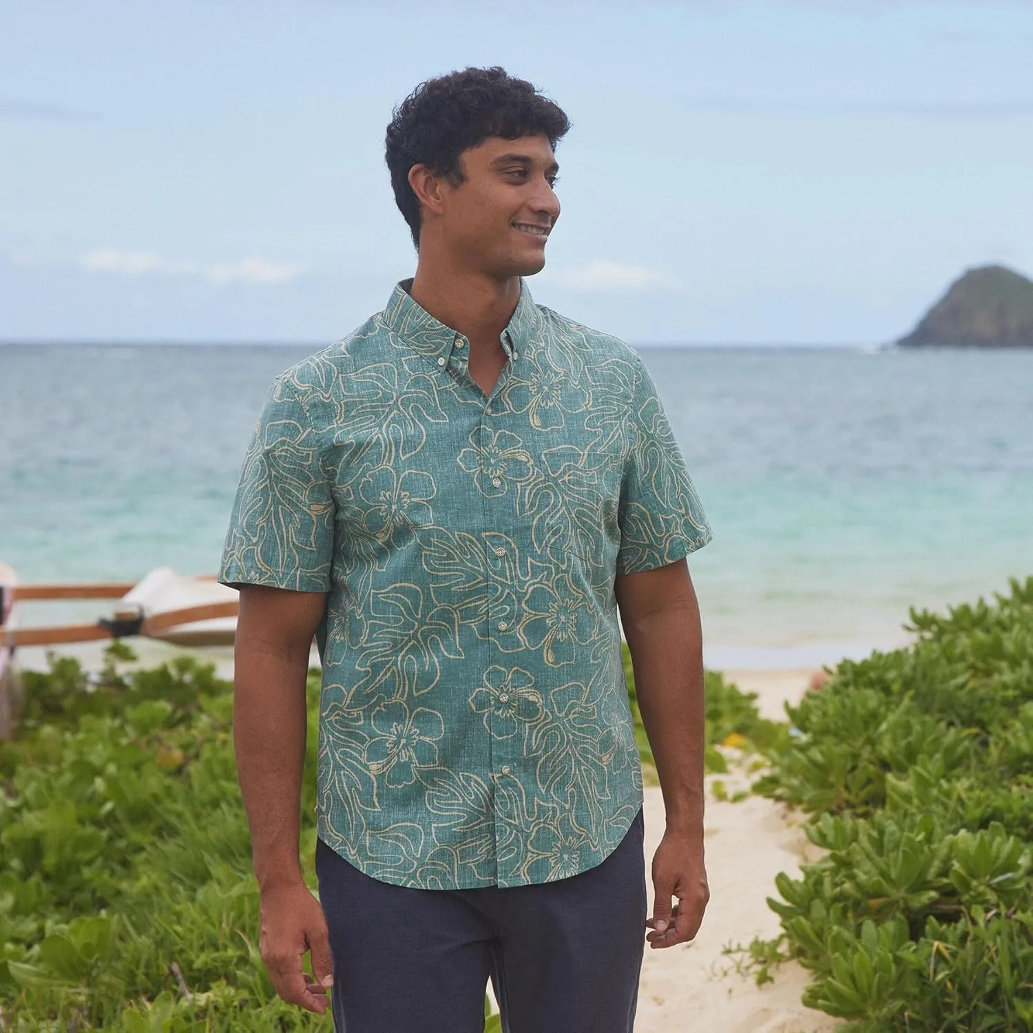 Reyn Spooner Mens Tropical Leaves Hawaiian Aloha Shirt - Button Front