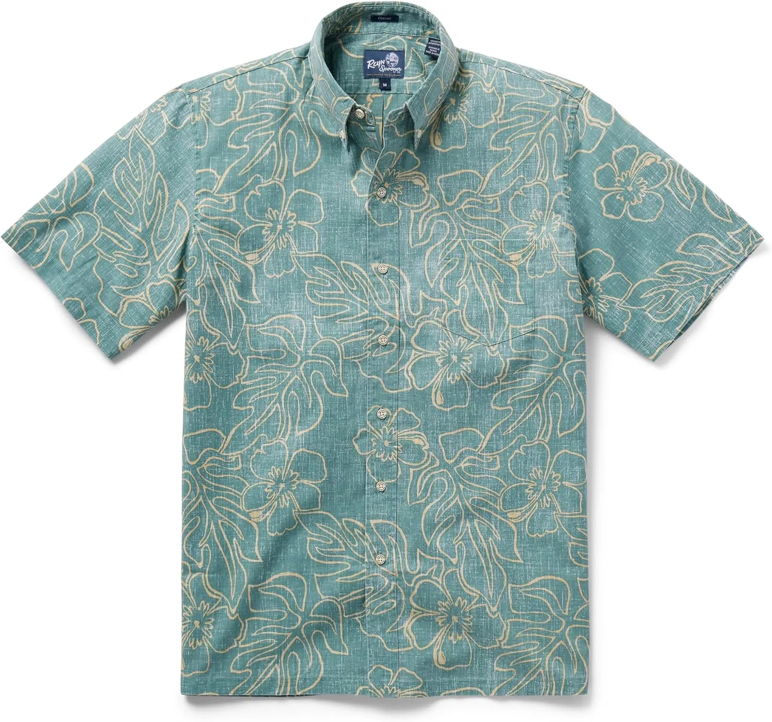 Reyn Spooner Mens Tropical Leaves Hawaiian Aloha Shirt - Button Front