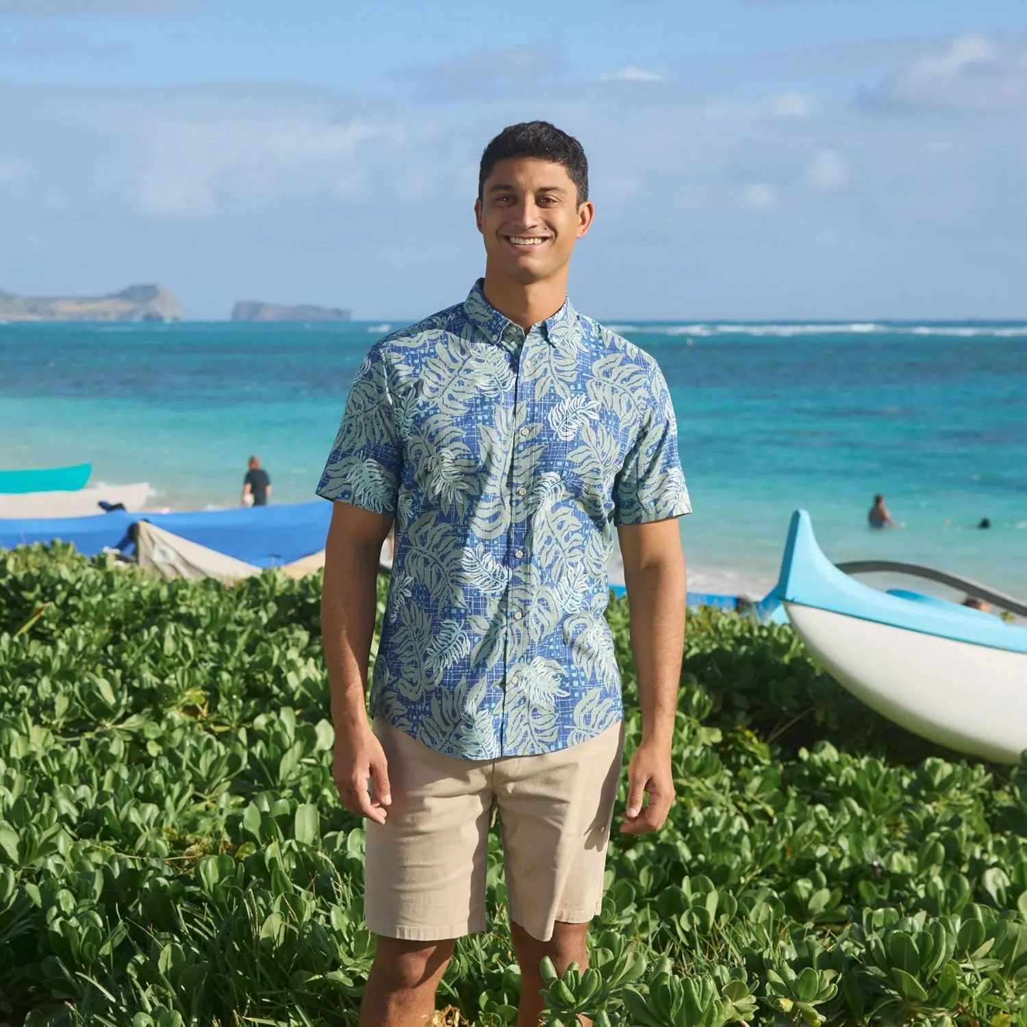 Reyn Spooner Mens Tropical Leaves Hawaiian Aloha Shirt - Button Front