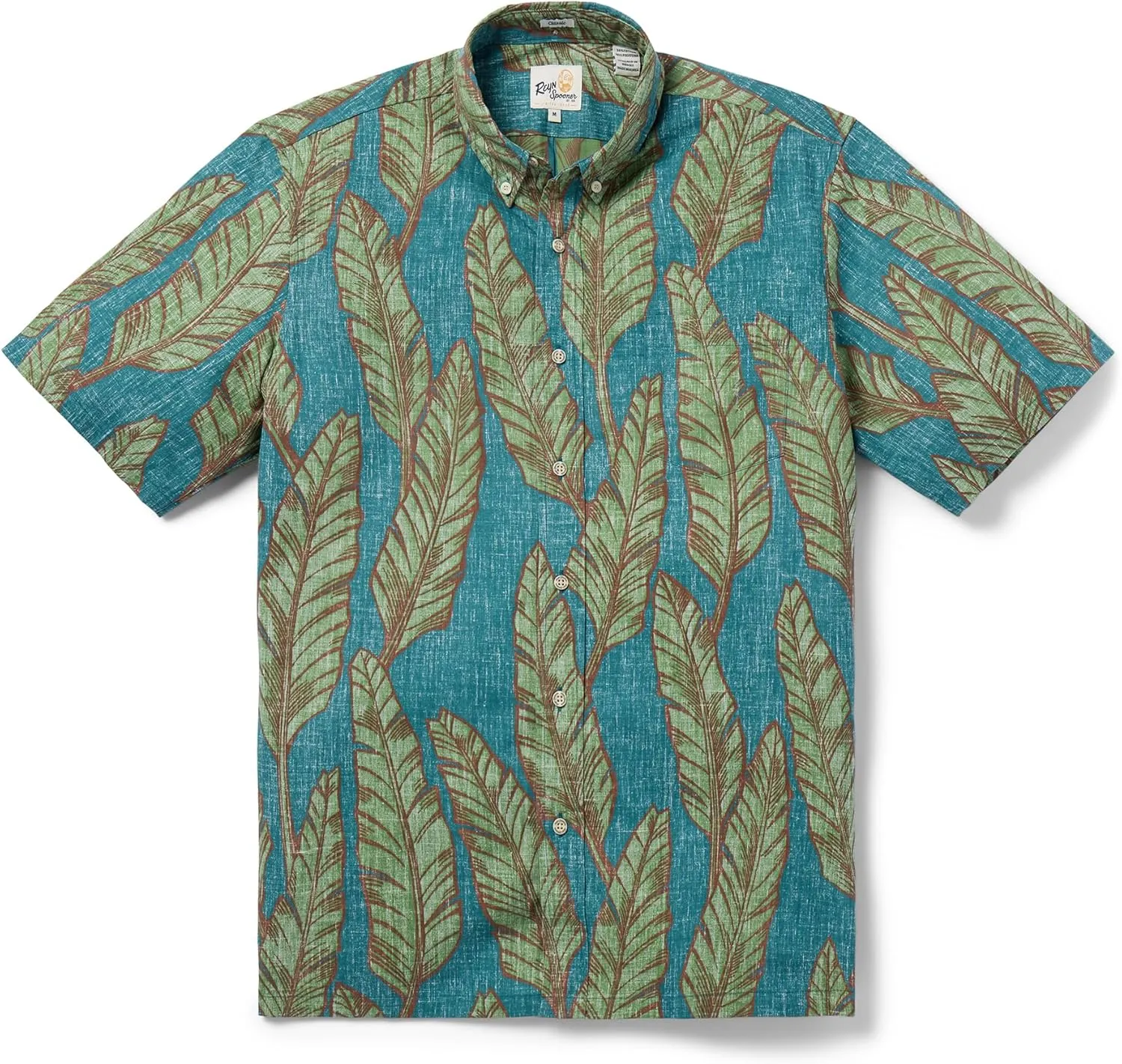 Reyn Spooner Mens Tropical Leaves Hawaiian Aloha Shirt - Button Front