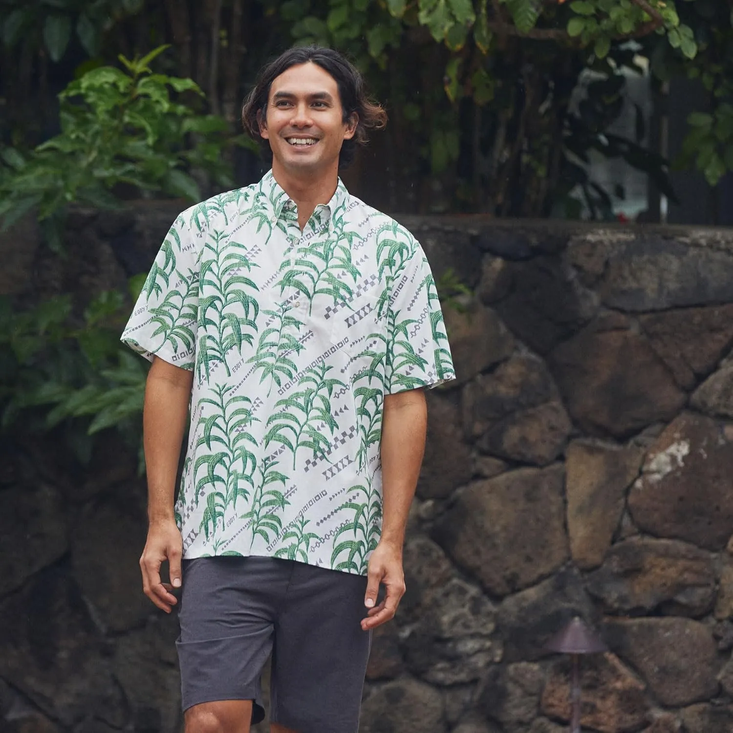 Reyn Spooner Mens Tropical Leaves Hawaiian Aloha Shirt - Button Front