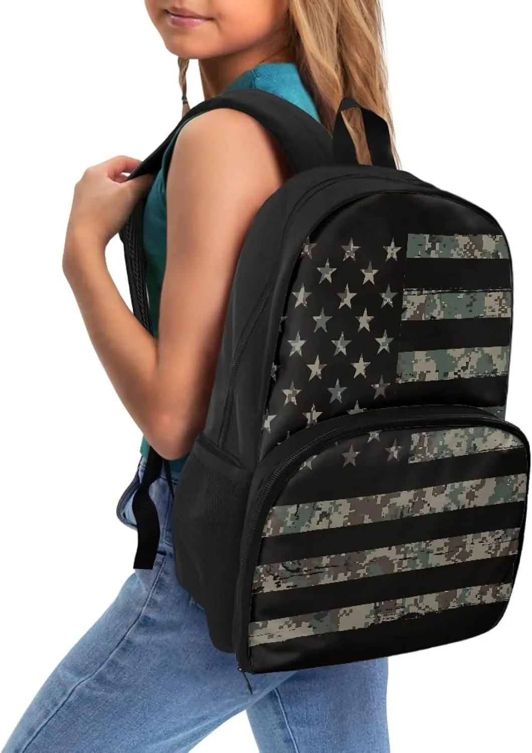 Rnyleeg Insulated Cooler Backpack Meal Prep Backpack Lunch Rucksack with Computer Compartment Laptop Backpack for Kids School Study American Flag Camo