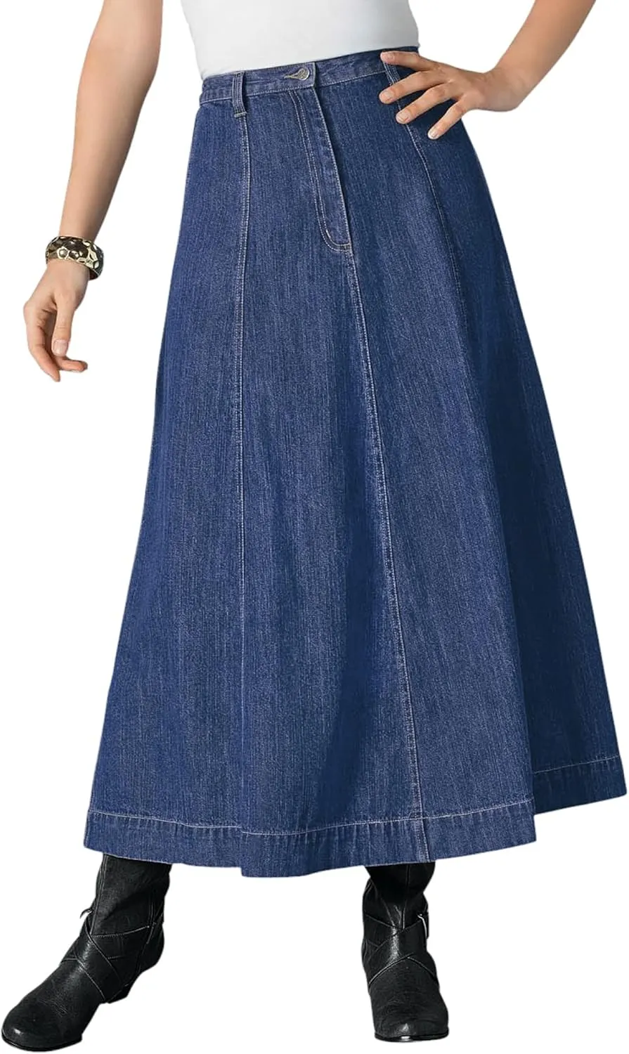 Roaman's Women's Plus Size Invisible Stretch Iconic A-Line Maxi Skirt
