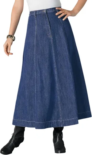 Roaman's Women's Plus Size Invisible Stretch Iconic A-Line Maxi Skirt