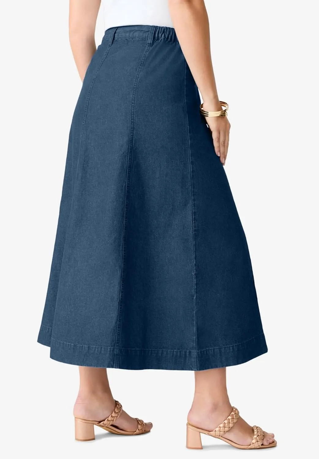 Roaman's Women's Plus Size Invisible Stretch Iconic A-Line Maxi Skirt