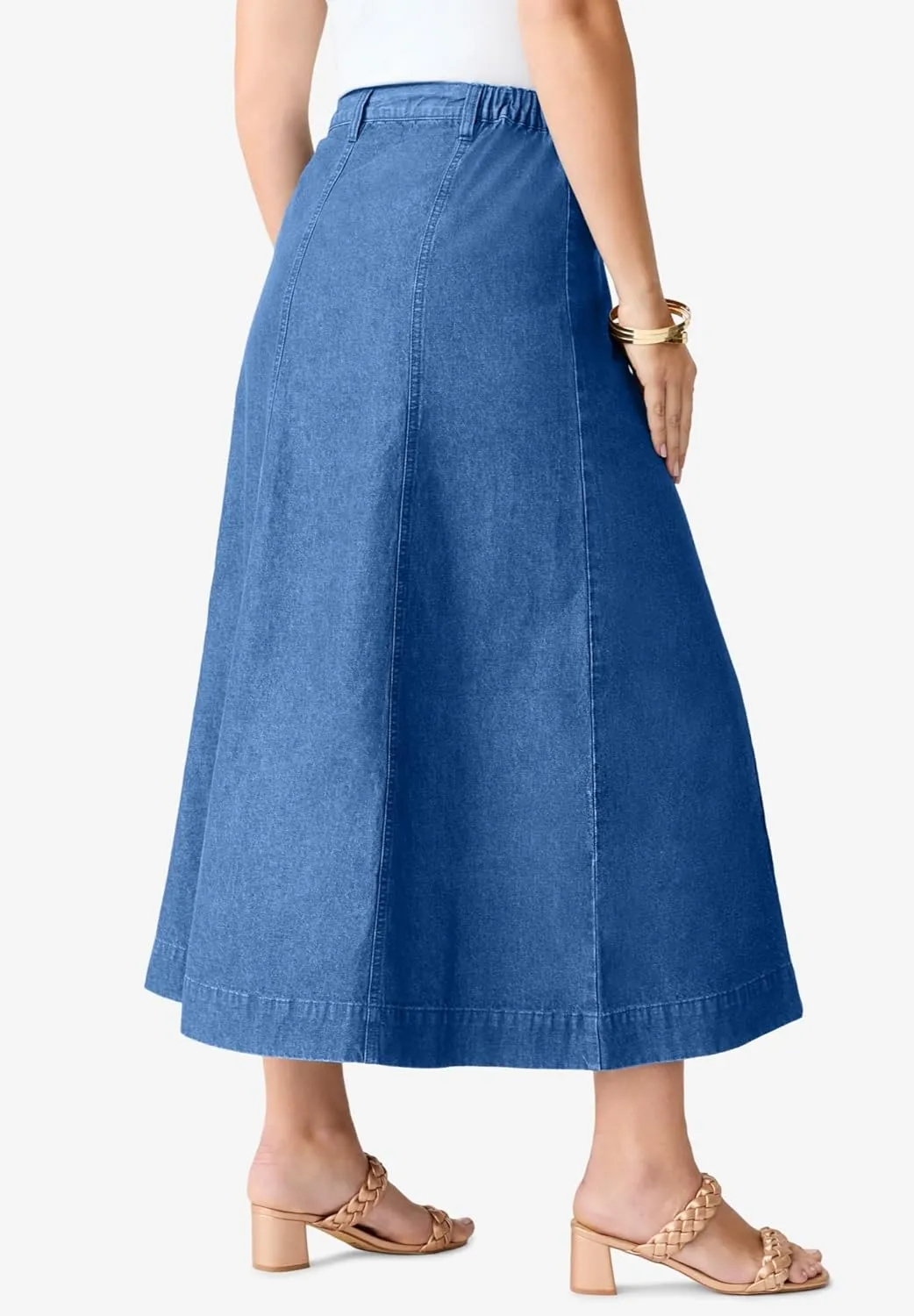 Roaman's Women's Plus Size Invisible Stretch Iconic A-Line Maxi Skirt