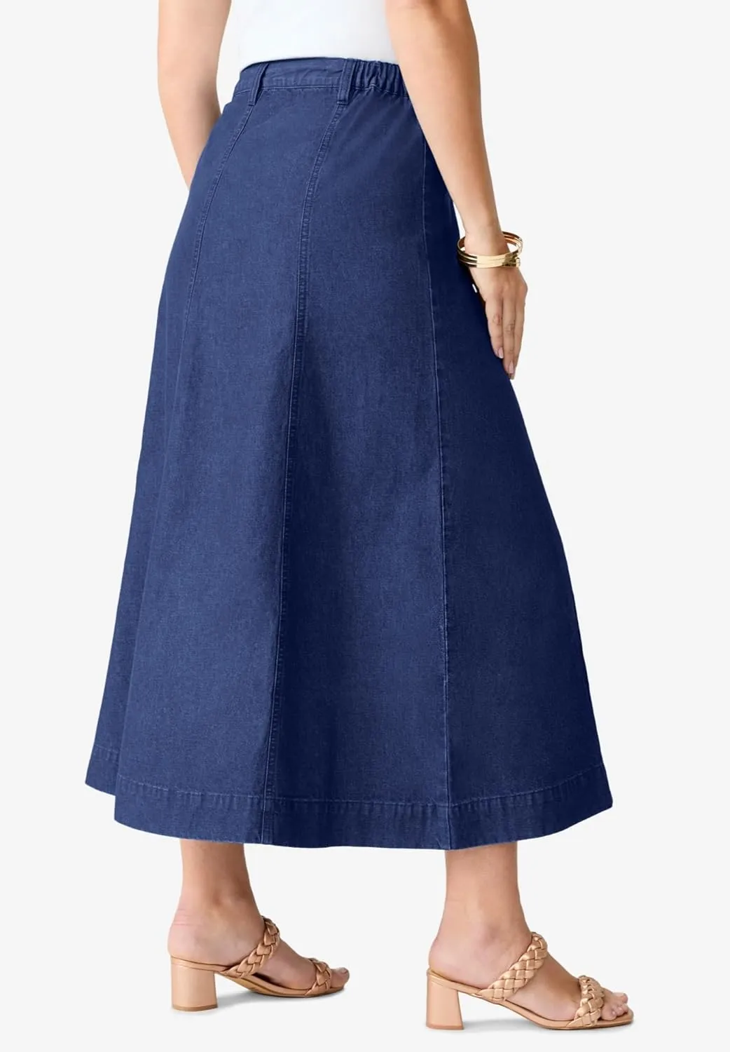 Roaman's Women's Plus Size Invisible Stretch Iconic A-Line Maxi Skirt