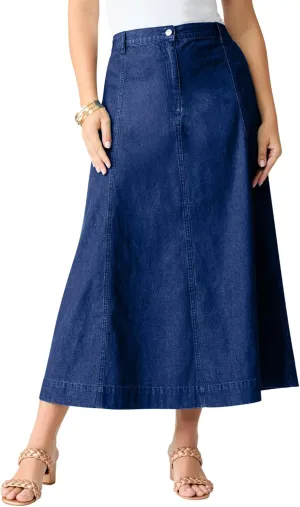 Roaman's Women's Plus Size Invisible Stretch Iconic A-Line Maxi Skirt