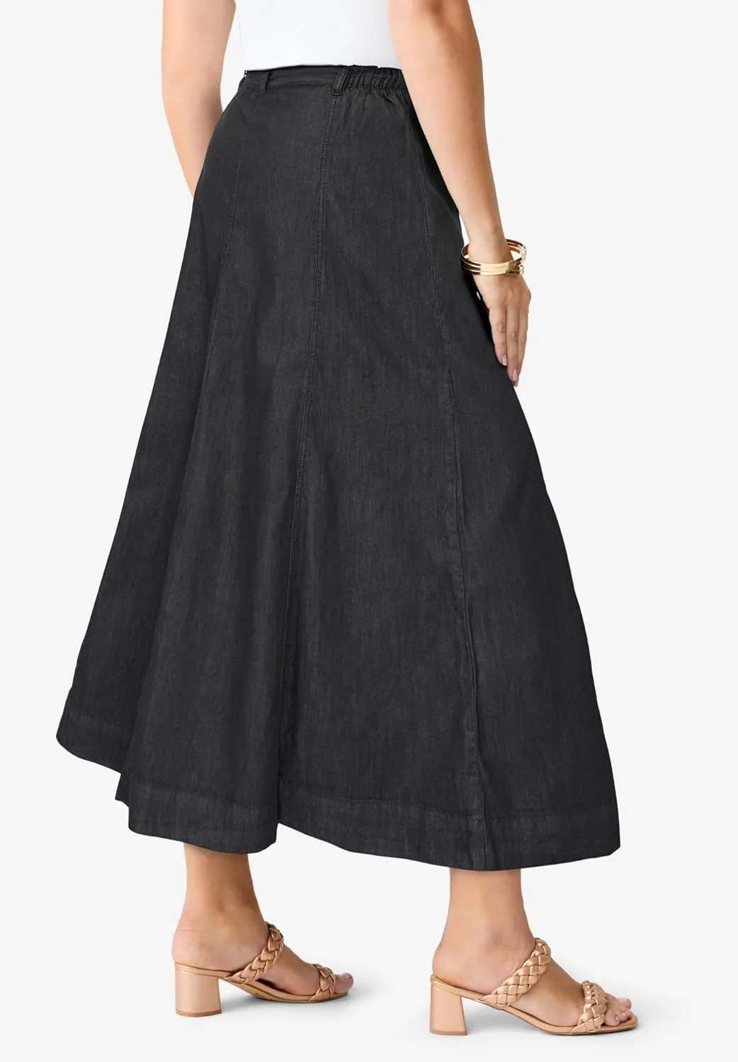 Roaman's Women's Plus Size Invisible Stretch Iconic A-Line Maxi Skirt