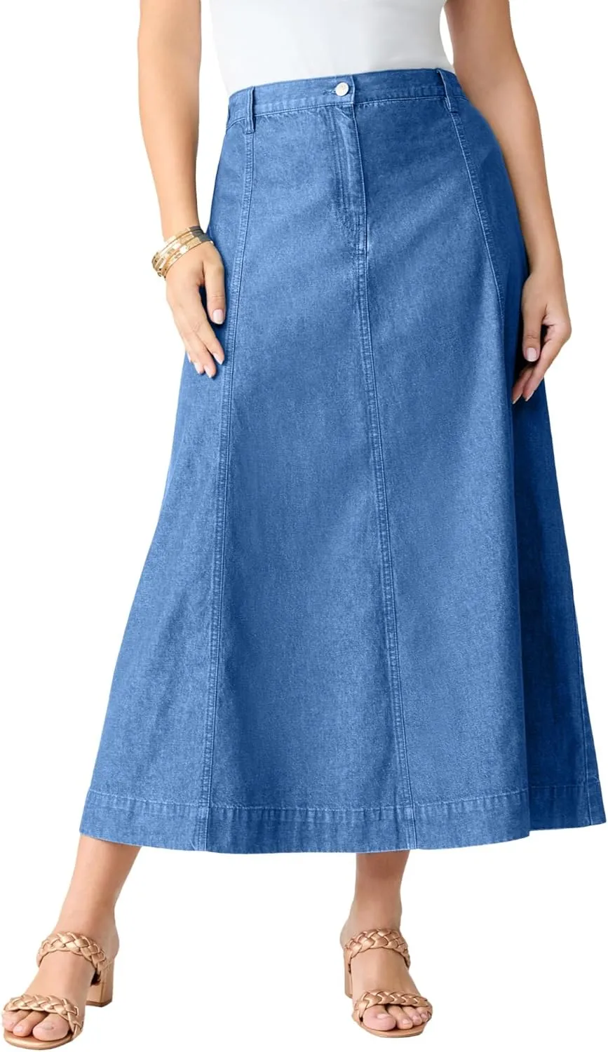 Roaman's Women's Plus Size Invisible Stretch Iconic A-Line Maxi Skirt