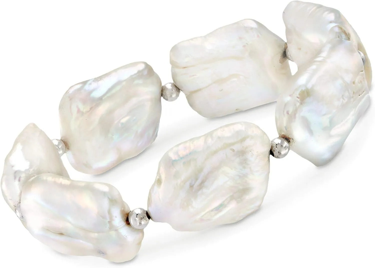 Ross-Simons 17-20mm Cultured Baroque Pearl Stretch Bracelet With Sterling Silver. 7.5 inches