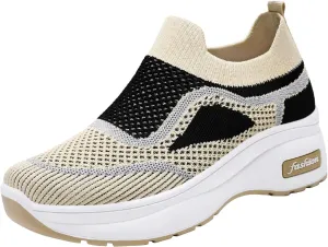 SBGMoSJ Womens Sneakers Size 6.5 Wide Fall Dress Shoes for Women 2023 Comfy Blue and White Gym Shoes Women Silver Platform Wedge Sneakers for Women Casual Slip On Shoes for Women 2023