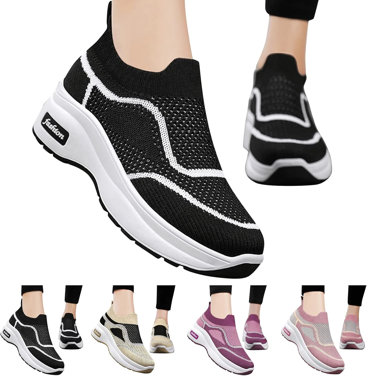 SBGMoSJ Womens Sneakers Size 6.5 Wide Fall Dress Shoes for Women 2023 Comfy Blue and White Gym Shoes Women Silver Platform Wedge Sneakers for Women Casual Slip On Shoes for Women 2023