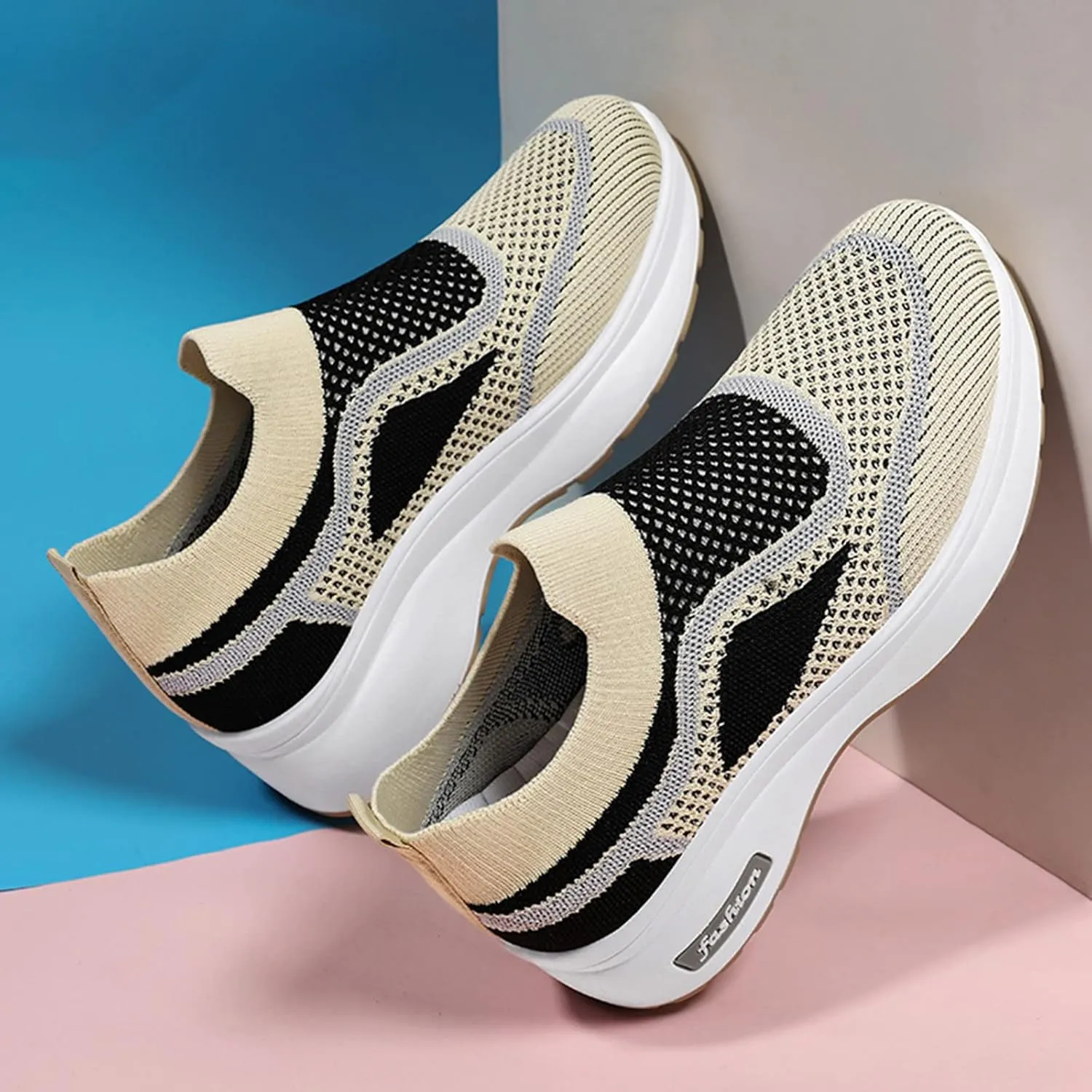 SBGMoSJ Womens Sneakers Size 6.5 Wide Fall Dress Shoes for Women 2023 Comfy Blue and White Gym Shoes Women Silver Platform Wedge Sneakers for Women Casual Slip On Shoes for Women 2023