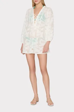 Scroll Burnout Cover-Up Mini Dress