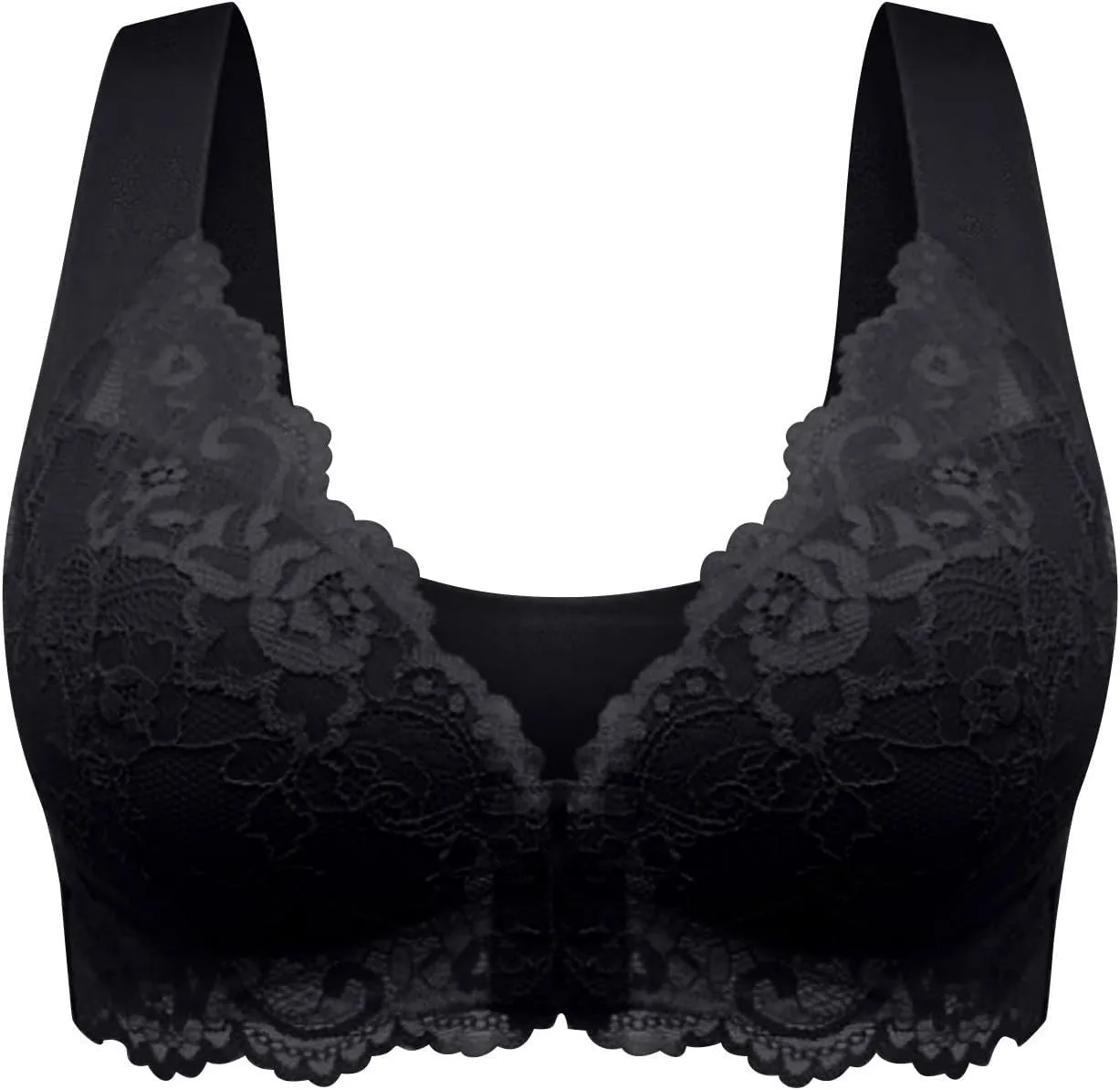 Seamless Bras for Women Front Closure No Underwire Bras Pushup Comfort Bra Breathable Lace Bra Plus Size Bras