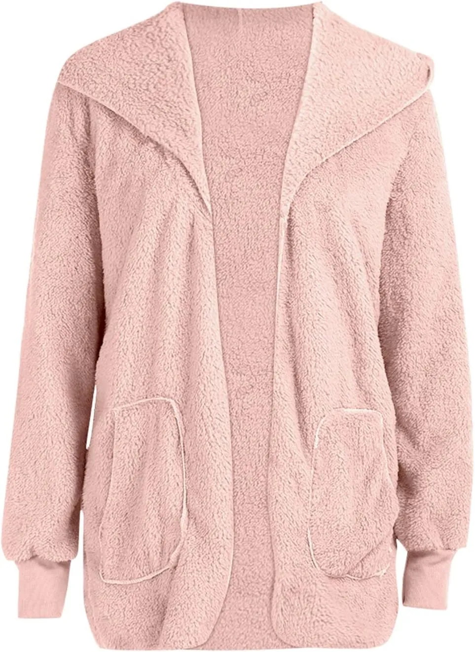 Sherpa Jacket Women Fuzzy Long Sleeve Open Front Hooded Cardigans Hoodies Shaggy Fleece Jackets Winter Faux Fur Coat