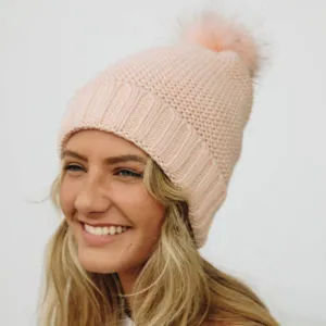 Sherpa Lining Pom Beanie-Pink