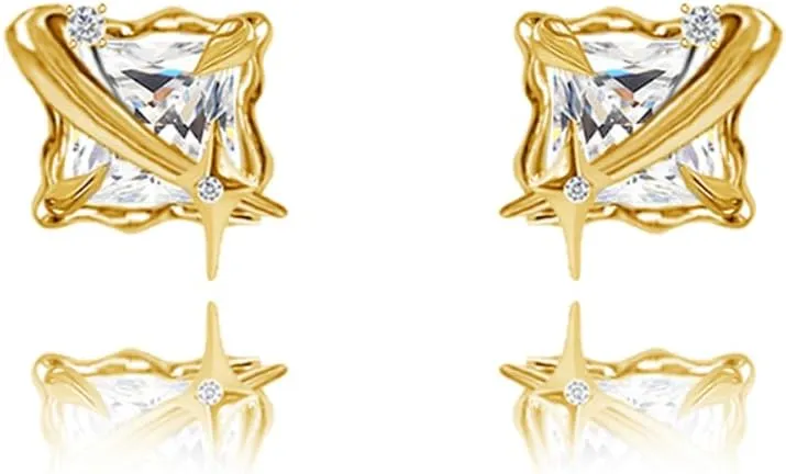 Shining gem stud earrings Fashion geometric earrings for women's personalized accessories