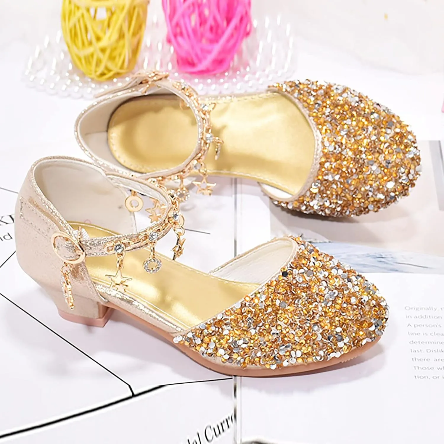 Shoes Girls Low Heel Dress Shoes Sparkle Mary Jane Flower Girls Wedding Birthday Party Dress Shoes for Little Girls