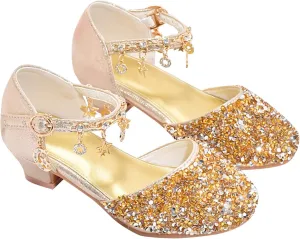 Shoes Girls Low Heel Dress Shoes Sparkle Mary Jane Flower Girls Wedding Birthday Party Dress Shoes for Little Girls