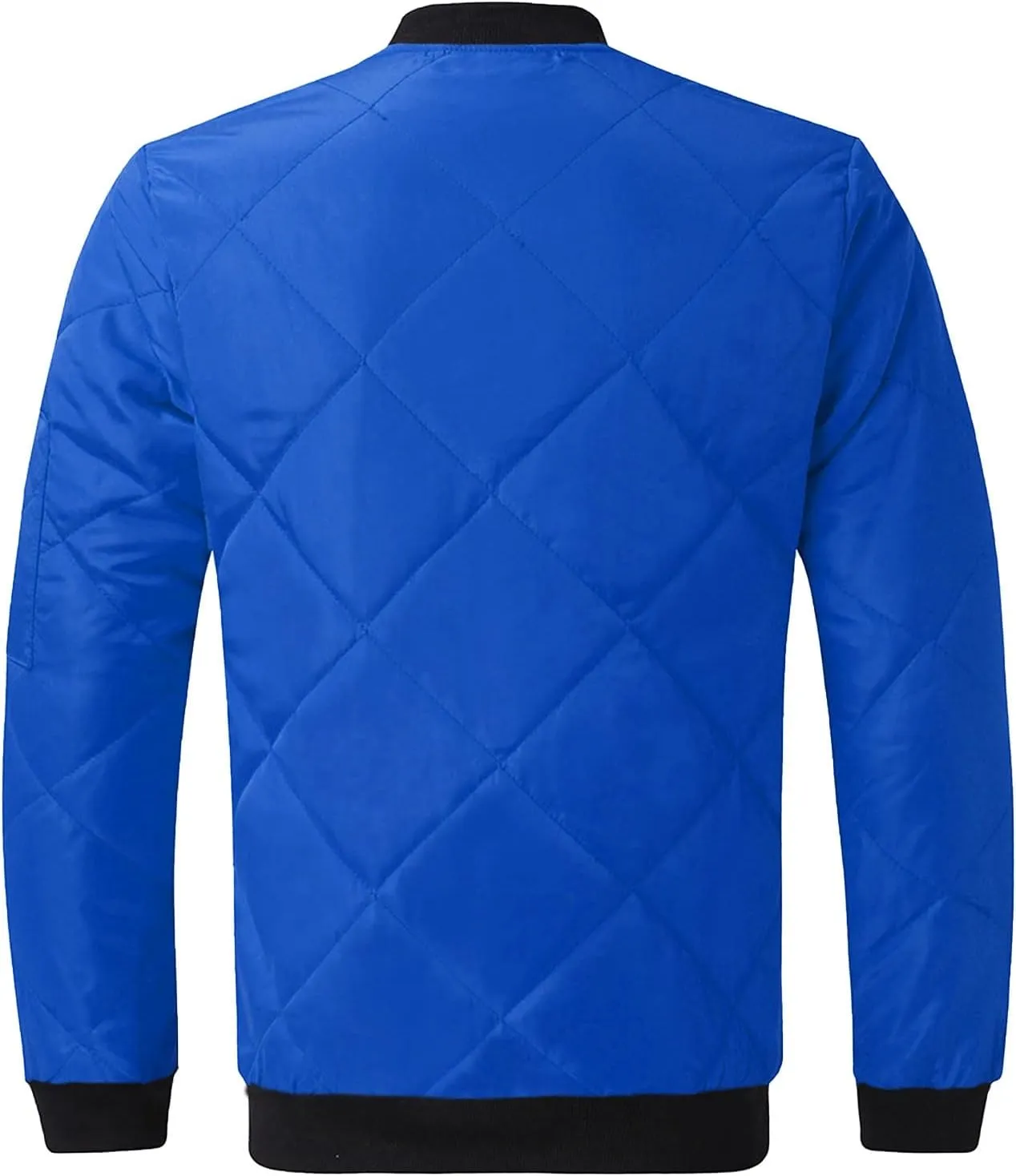 SHOPESSA Men's Winter Coat Casual Mock Neck Zip Up Down Jacket Padded Bomber Jacket Men Relaxed Fit Diamond Quilted Jackets