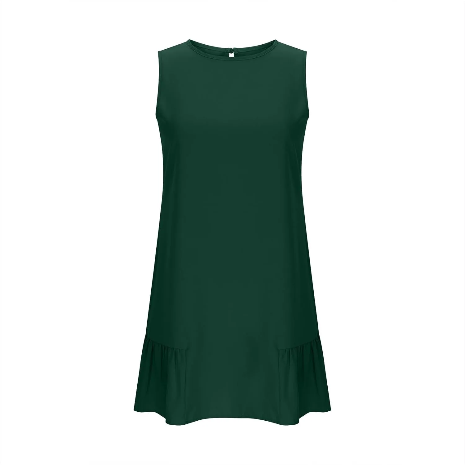 Short Summer Dresses for Women 2025 Round Neck Sleeveless Mini Dress Casual Beach Ruffle Hem A-Line Sundresses