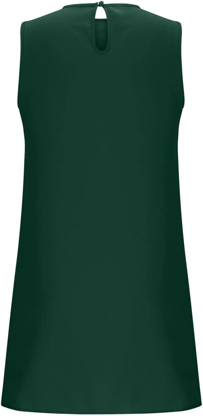 Short Summer Dresses for Women 2025 Round Neck Sleeveless Mini Dress Casual Beach Ruffle Hem A-Line Sundresses