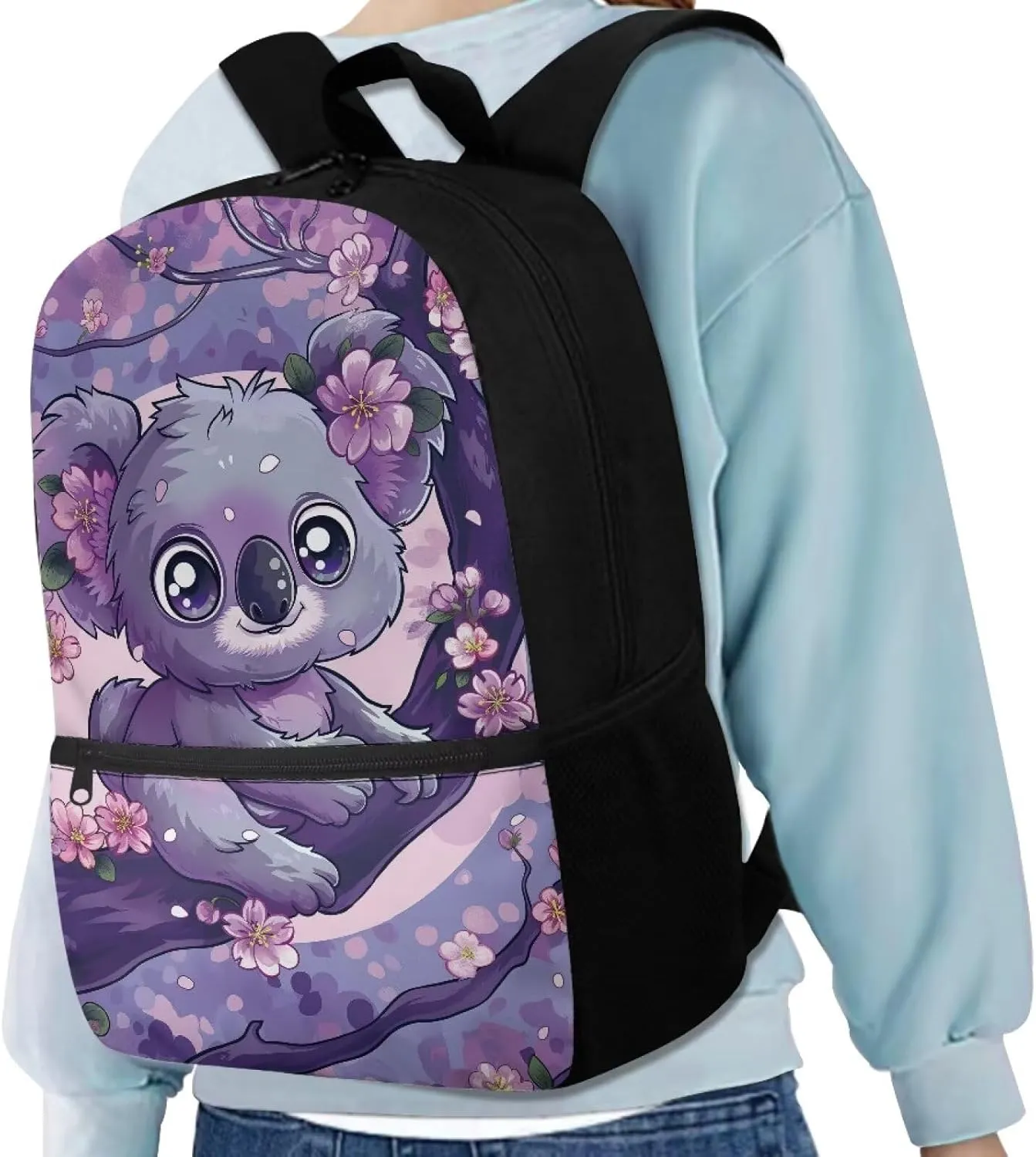 Showudesigns Cute Koala School Backpack for Girls 6-8 8-12 Elememtary Bookbag Cherry Blossom School Bags with Water Bottle Holder Kids Child Back Pack Purse Daycare Bag Satchel