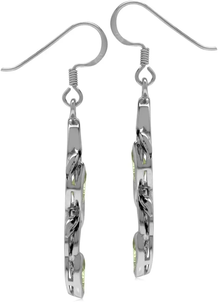 Silvershake Marquise Shape Gemstones 925 Sterling Silver Leaf Vintage Inspired Dangle Earrings Jewelry for Women