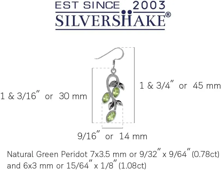Silvershake Marquise Shape Gemstones 925 Sterling Silver Leaf Vintage Inspired Dangle Earrings Jewelry for Women