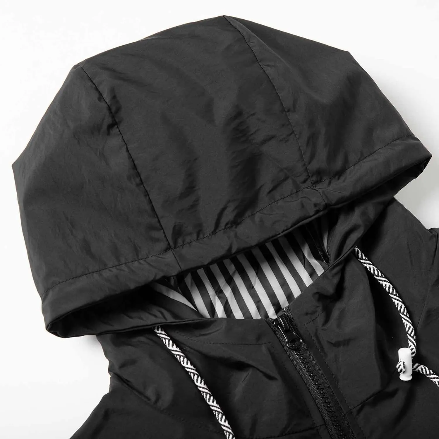 Sinzelimin Women's Hooded Jackets Fashion Solid Color Outdoor Sports Hoodies Windproof Mid-Length Hooded Windbreaker Jacket
