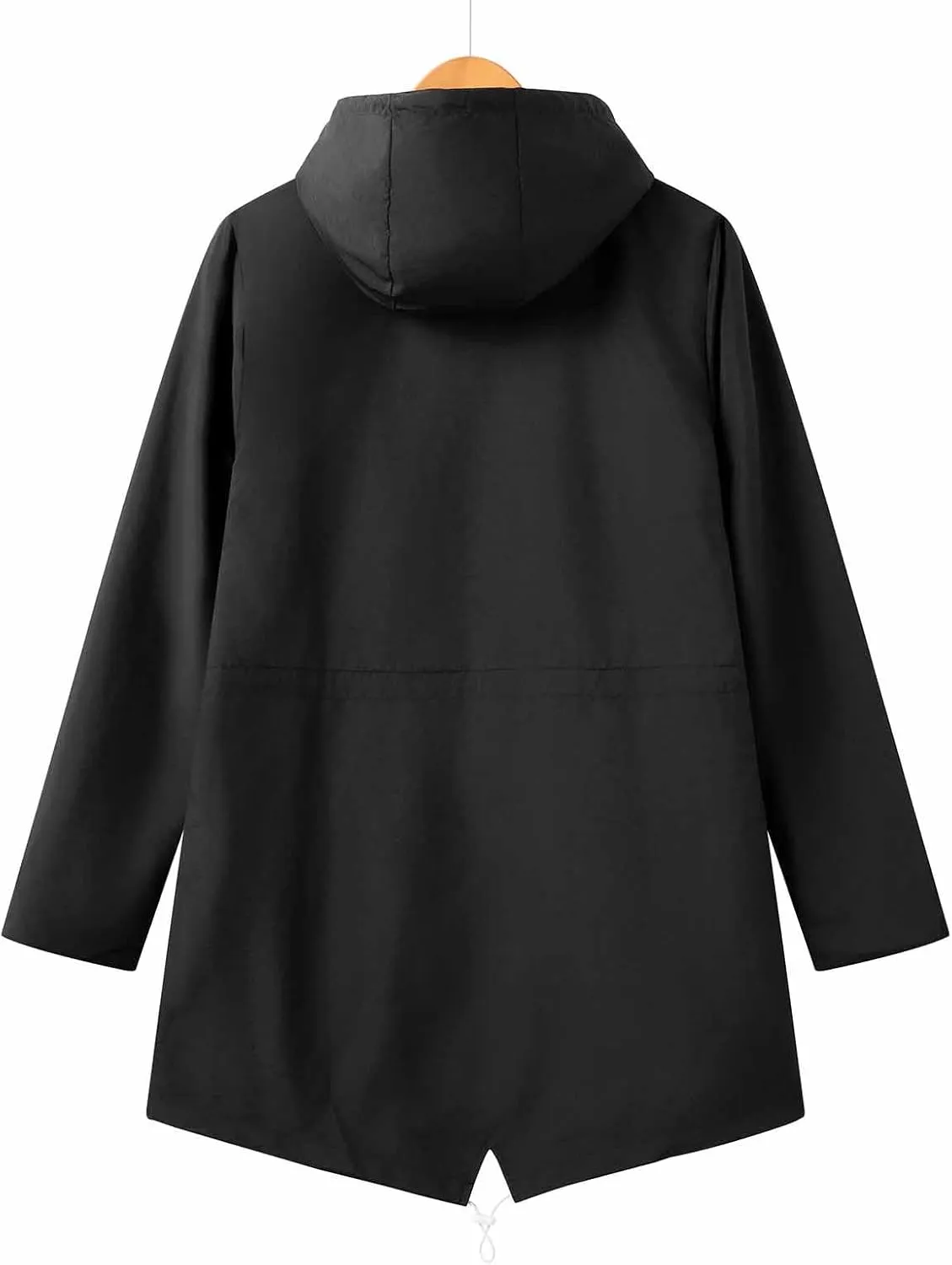Sinzelimin Women's Hooded Jackets Fashion Solid Color Outdoor Sports Hoodies Windproof Mid-Length Hooded Windbreaker Jacket