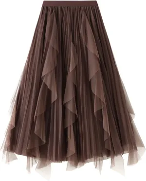 Skirt for Women A-Line High Waist Beach Outfits Bohemian Print Elastic Waist Maxi Skirt Tiered Casual Long Skirt