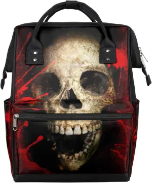 Skull Blood Diaper Bag Tote Large Capacity Waterproof with Adjustable Shoulder Strap and Pram Straps Mommy Bag for Hospital Beach Weekender Travel