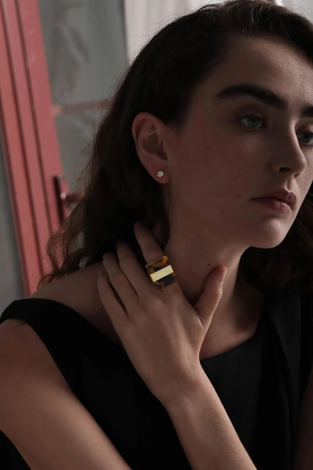 S.Leaf Minimalist Stackable Rings for Women Chunky Gold Plated Rings Gold Plated Rings for Women Leopard Big Square Ring Statement Rings for women
