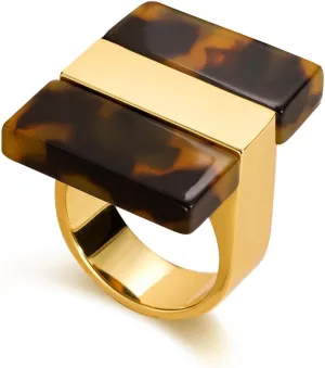 S.Leaf Minimalist Stackable Rings for Women Chunky Gold Plated Rings Gold Plated Rings for Women Leopard Big Square Ring Statement Rings for women