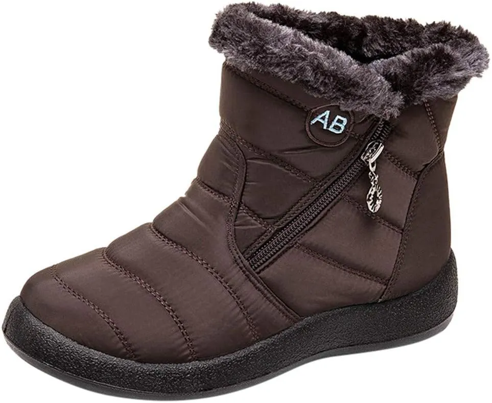 Snow Boots for Women Wide Width Women's Slip on Work Boots Waterproof Womens Snow Boots Wide Leg Women's Black Brown Tan Grey Winter Snow Boots Womens Winter Hiking Boot