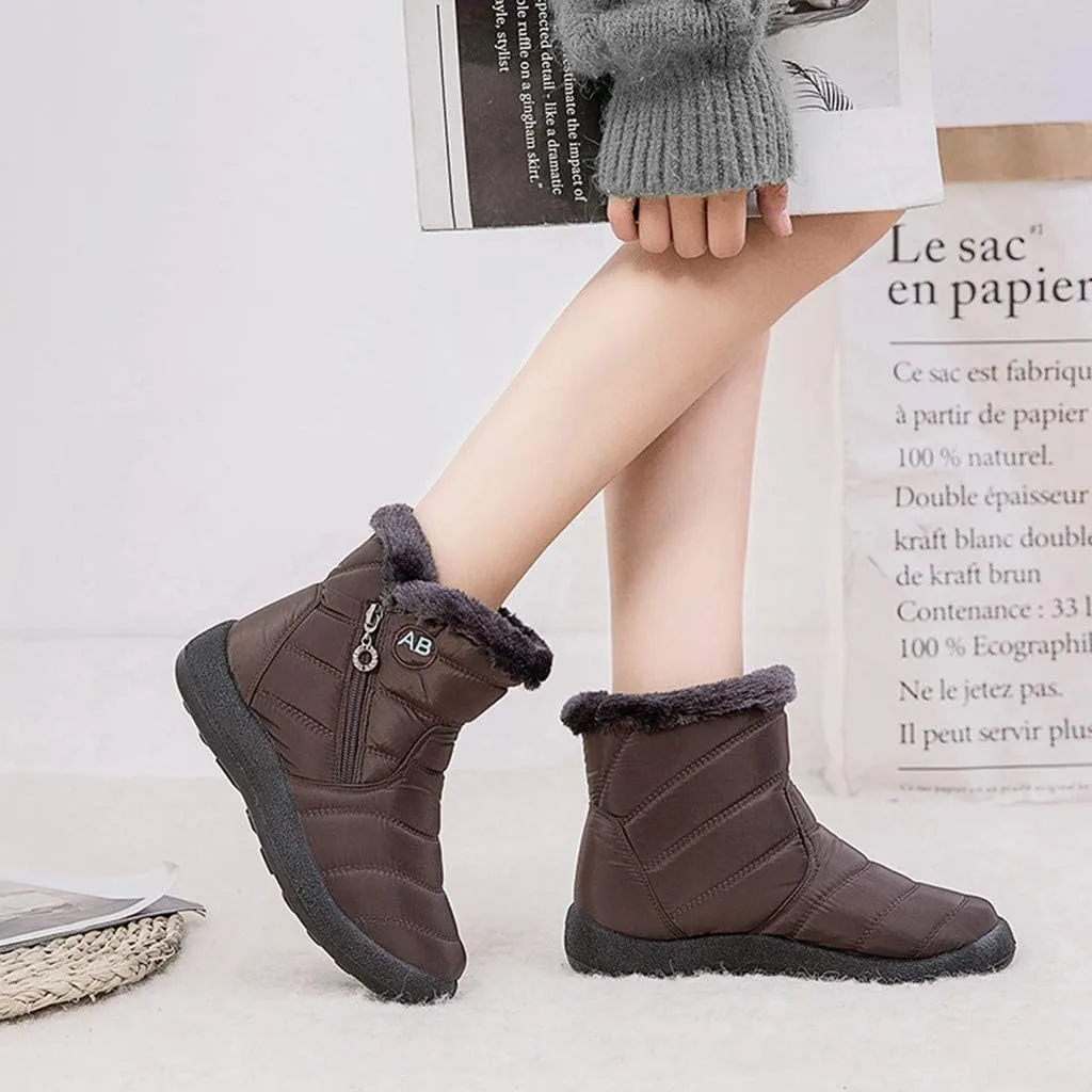 Snow Boots for Women Wide Width Women's Slip on Work Boots Waterproof Womens Snow Boots Wide Leg Women's Black Brown Tan Grey Winter Snow Boots Womens Winter Hiking Boot
