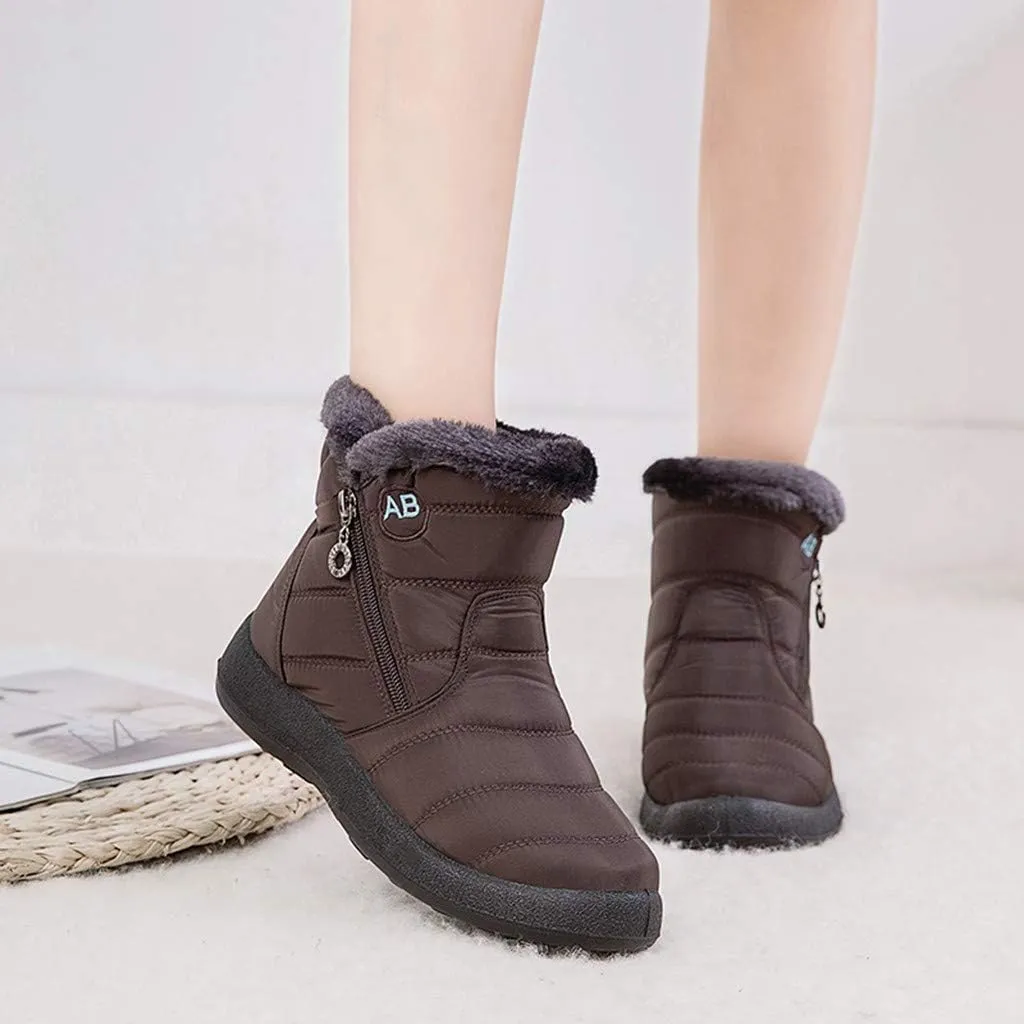 Snow Boots for Women Wide Width Women's Slip on Work Boots Waterproof Womens Snow Boots Wide Leg Women's Black Brown Tan Grey Winter Snow Boots Womens Winter Hiking Boot