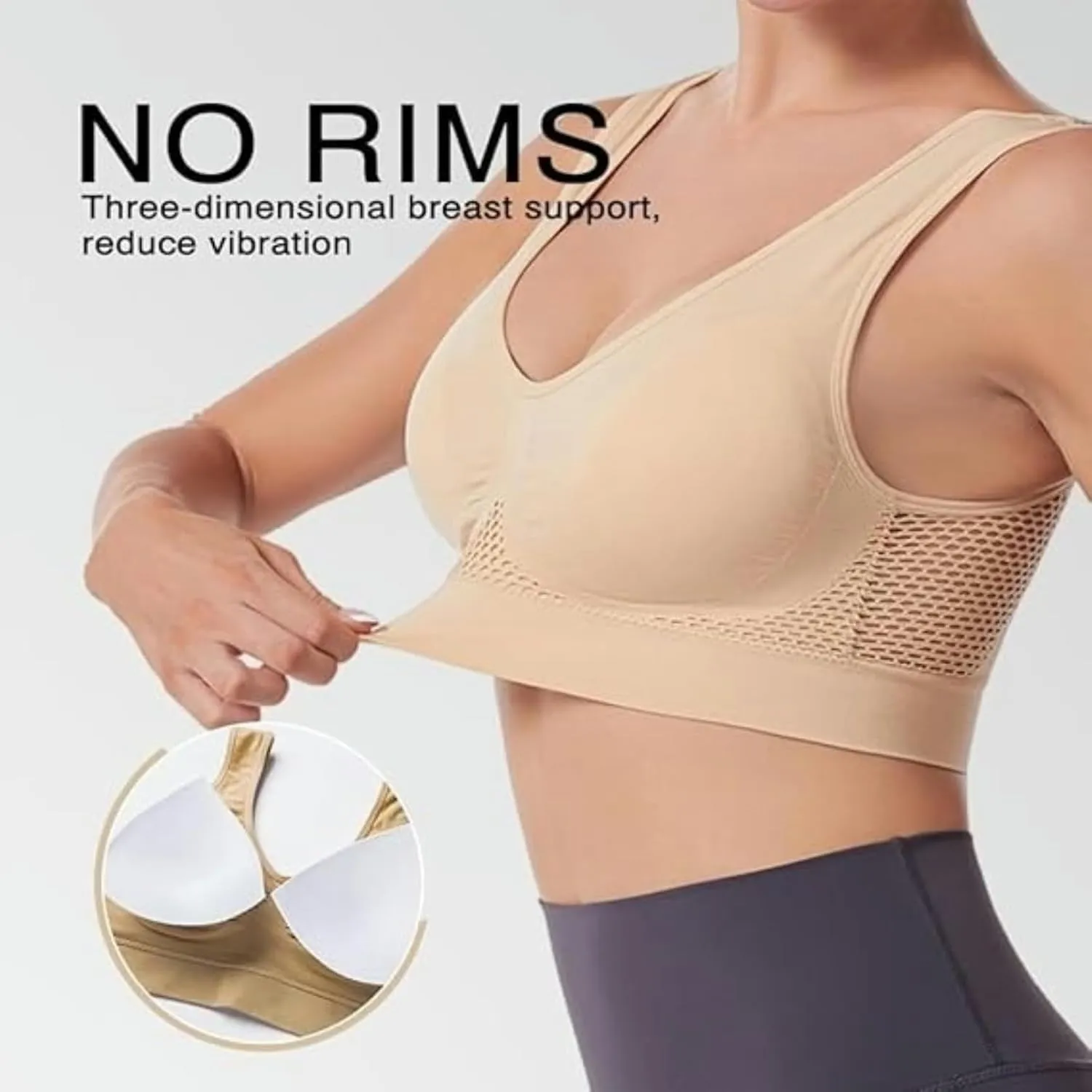 Sports Bras for Women No Underwire Large Bust High Impact Wirefree Bra Push Up Comfortable Breathable Bras