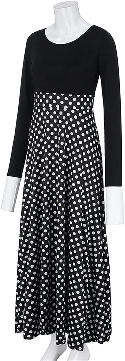 Spring Dresses for Women Long Sleeve Floral Print Elegant Wedding Holiday Party Splice Large Swing Summer Maxi Dress