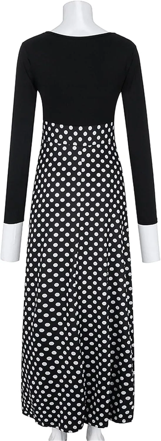 Spring Dresses for Women Long Sleeve Floral Print Elegant Wedding Holiday Party Splice Large Swing Summer Maxi Dress