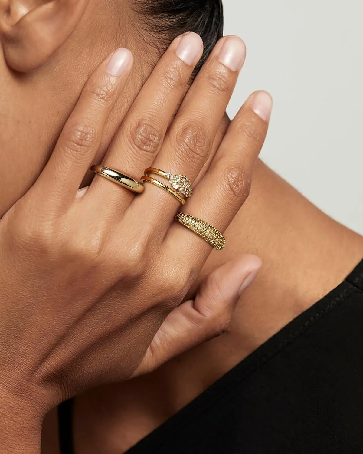 Stackable Gold Rings for Women Non Tarnish Dainty 14K Gold Plated 4PCS Knuckle Rings Set Cubic Zirconia Thumb Rings Trendy Statement Promise Wedding Bands Engagement Rings Size 6 7 8 9 10