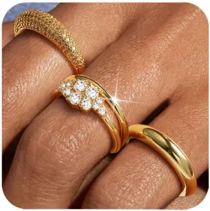 Stackable Gold Rings for Women Non Tarnish Dainty 14K Gold Plated 4PCS Knuckle Rings Set Cubic Zirconia Thumb Rings Trendy Statement Promise Wedding Bands Engagement Rings Size 6 7 8 9 10