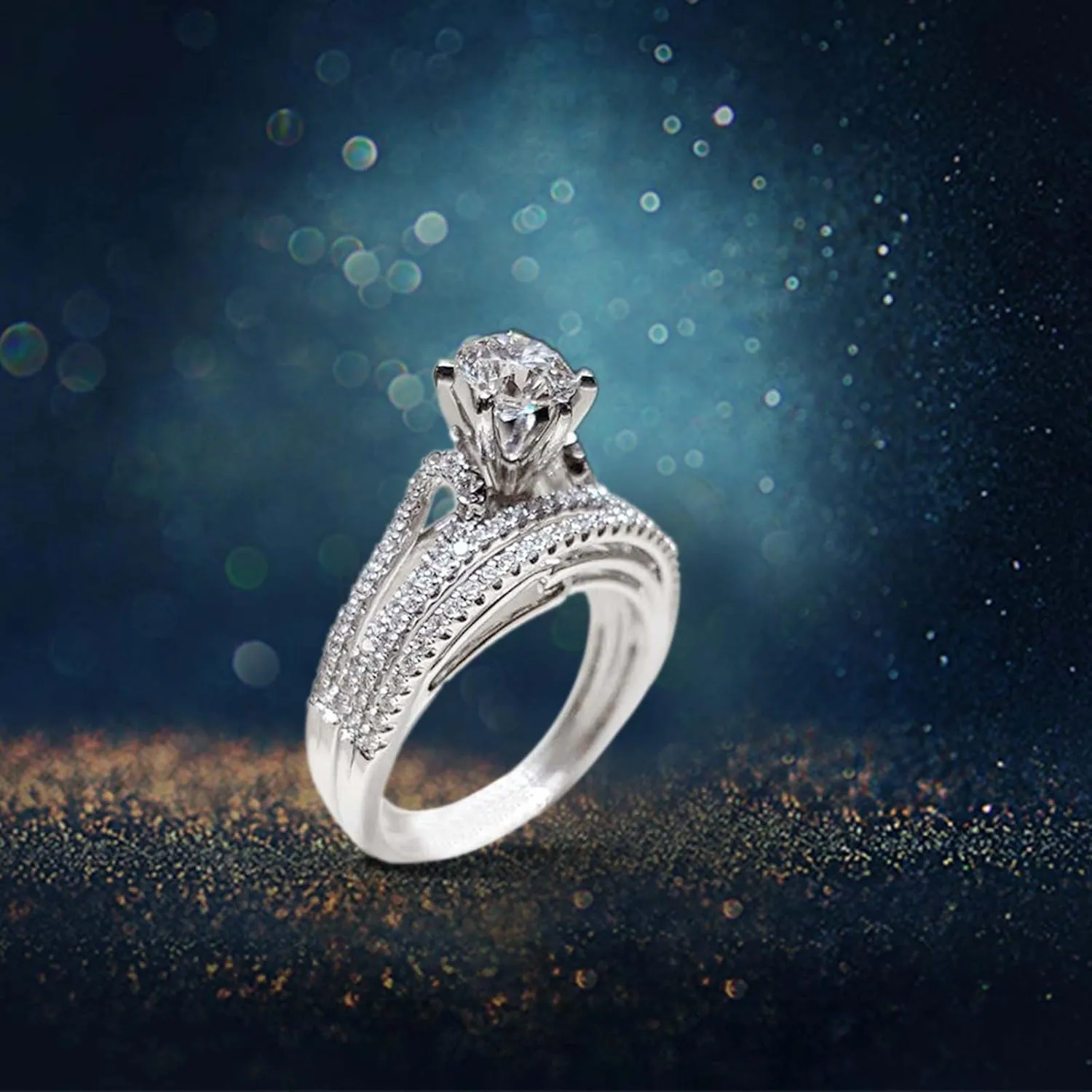 Stackable Sterling Silver Rings for Women,Dainty Cubic Zirconia Engagement Bands Simple Unique Gemstone Inlaid Statement Ring