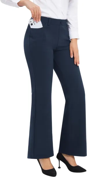 Stelle Women's 30" Flare Pants Bootcut Dress Work Slacks with Pockets Stretchy High Waisted Business Office